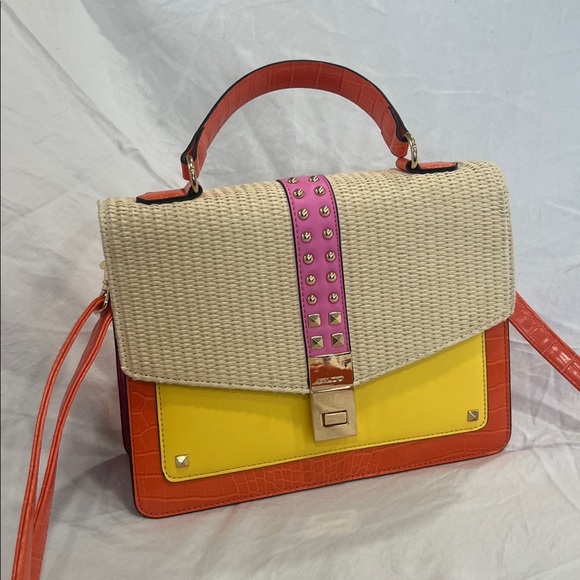 Aldo top handle yellow/orange/pink purse - Picture 2 of 8